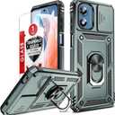 LeYi for G Play 4G 2024 Case, Motorola Moto G Play 2024 Case with Screen Protector and Slide Camera Cover, [Military-Grade] with Kickstand for Motorola G Play 4G 2024, Green