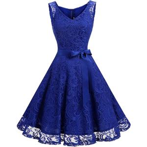 Dressystar Women Floral Lace Bridesmaid Party Dress Short Prom Dress V Neck,  XS