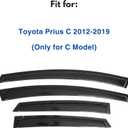 IG Window Visors Fit for 2012-2019 Toyota Prius C, Out-Channel Rain Guards Vent Wind Deflectors 4PC, Car Accessories for 12-19 Prius C (Prius C Model Only)