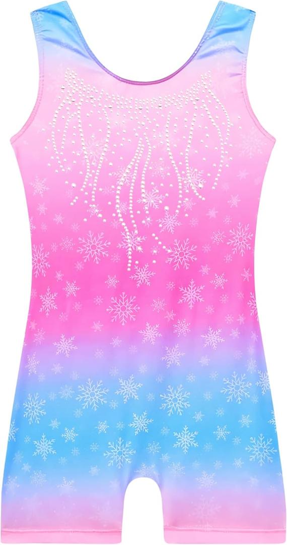 Nymphperi Gymnastics Leotards for Girls One Piece Sleeveless Biketards Colorful Tumbling Bodysuits Stretchy Unitard (Size: 2-3T, Pink Blue)