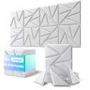 ROOME 12"x12" 3D Wall Panels, Cuttable and DIY-Friendly Upgraded uPVC Fire-Resistant Wall Panels, Modern Decorative Wall Art Panels for Living Room, Lobby, Office, Game Room, White 8-Pack