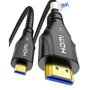 8K Micro HDMI to HDMI Cable 10FT, 8K@60hz, 4K@120hz, Micro HDMI Ultra High Speed Support HDR eARC Dolby Compatible with GoPro Hero 7 6 5 4,Raspberry Pi 4,Sony Camera,Nikon