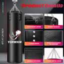 Filled Punching Bag for Adults, 4FT PU Leather Hanging Boxing Bag with 11lb Sponge Filler & 12OZ Boxing Gloves, Heavy Kicking Bag Boxing Equipment for MMA Training Karate Kickboxing