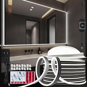 Hollywood Style Vanity Make Up Light, 13ft Ultra Bright White LED neon Lights, Dimmable Touch Control Lights Strip, for Makeup Vanity Table & Bathroom Mirror, Mirror Not Included