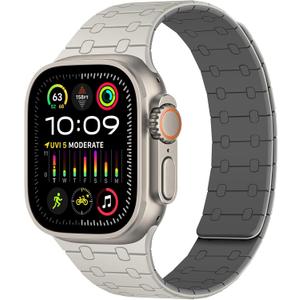 Amizee Magnetic Bands Compatible with Apple Watch Band 49/46/45/44/42/41/40/38mm Women Men, Sport Silicone Strap for iWatch Ultra 3/2/1 Series 11 10 9 8 7 6 5 4 SE3/2/1 (Beige/Gray)