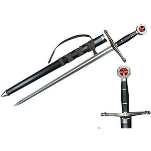 Prince Sword with Sheath,Crusader Knight Templar Short Sword - Historical Reproduction, Cast Metal Handle (Black)