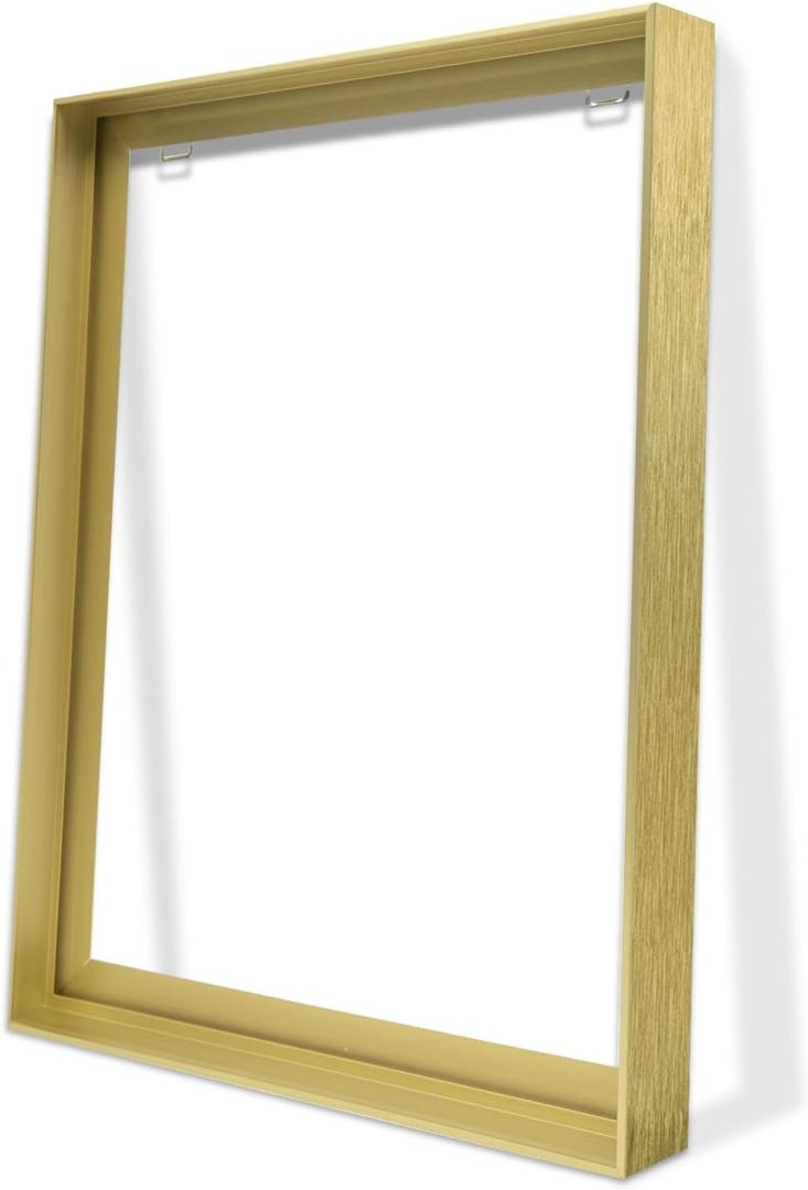 ARTGOW Metal Floating Frame for 12"x16" Canvas Oil Paintings, DIY Canvas Frame with 1.5" Deep, Floater Frames for Prints Wall Art/Portrait/Landscape Living Room Bedroom Kitchen Decor (Gold)