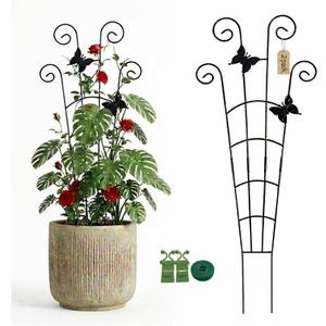 2 Pack 30 in Adjustable Plant Trellis Thickened Rust-Proof Metal Climbing Support Expandable 15-30 Inch Indoor Outdoor Garden Trellis for Pothos Ivy Monstera with Plant Ties
