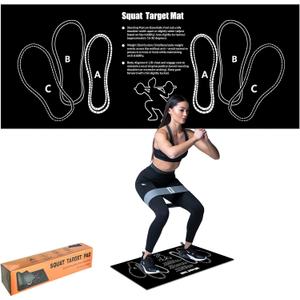 Squat Mat With Foot Position - Anti Slip Training Mat, Perfect for Leg and Abdominal Exercises. Squat Pads Can Activate Muscles and Prevent Sports Injuries,Lightweight and Portable. (black)