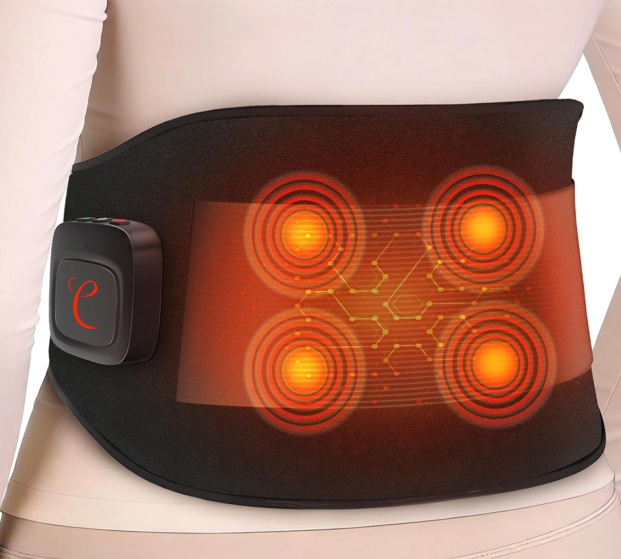 Comfytemp Extra Large Cordless Heating Pad with Massager for Back, FSA Eligible HSA Portable Rechargeable 2X Larger Wireless Lower Back Massager with 4 Motors, Gifts for Mom Dad, Button APP Control
