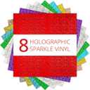 HTVRONT Holographic Permanent Vinyl - 8 Pack 12''x12'' Sparkle Glitter Permanent Adhesive Vinyl Sheets Compatible with Cricut Cutting Machine Holographic Glitter Sheets for Craft Projects Decor Crafts
