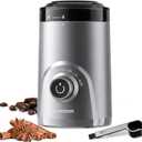 SHARDOR Electric Super Silent Blade Coffee Grinder, Timed Grind Control Rotary Knob, Adjustable Coarse to Fine for Coffee Beans, Spices & Herbs, Silver