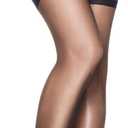 Hanes Silk Reflections Lace-Top Sheer Toe Silky Sheer Thigh-High Stockings, Barely Black, Size C-D (Pack of 1)