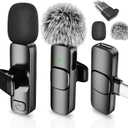Mini Microphone for iPhone Android - Wireless Lavalier Microphone USB-C Lightning, Noise Cancelling Clip On Mic, 65ft Range, 12H Battery for Video Recording TikTok YouTube Content Creators (2TX1RX without ChargingCase)