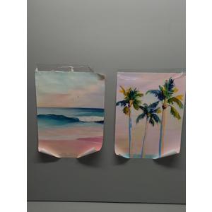 2Pcs Pink Beach Canvas Wall Art, Peach Palm Tree Canvas Print Wall Decor Preppy Prints Artwork Painting Beach Decoration for Gallery Living Room Bedroom, Unframed (12x16inch)