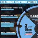 KEENTECH 3 x 3/8 Inch Diamond Cut Off Wheel for Metal Cutting, Compatible with Die Grinder (2-Pack)