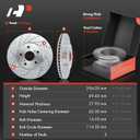 A-Premium 11.65 inch(296 mm) Front Drilled and Slotted Disc Brake Rotors + Ceramic Pads Kit Compatible with Lexus and Toyota Models- ES300 02-03, Avalon 05-07, Camry 05-06, Sienna 04-10, Solara 04-08