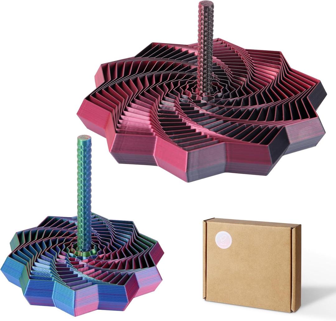 2 PCS 3D Printed Sensory Fidget Star with Handles, Colorful Fractal Expanded Fidgets Hexagon Whirling Spiral Star Shaped Toys for Office Desktop Decompression Toys Stress Relief Whirling Spiral