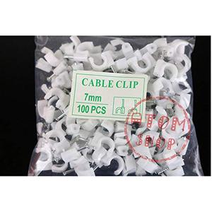 IndustrialField 200 PCS 7MM Circle Cable Wire Wall Hanging Screw Clips Cable Clips for RG6 RG59 White 