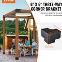 VEVOR Pergola Bracket Kit 6"x6" (Inner 5.6x5.6), 4 Pcs 3-Way Heavy Duty Corner Bracket DIY Post Base for Wooden Beams, Gazebos, Patio Pergolas, Log Cabin & Outdoor Structures