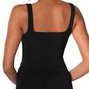 Sunzel Women's Double Lined Tank Top, Sleeveless Square Neck  Top, Yoga & Fitness Fitted Workout Casual Activewear Shirt  S Black