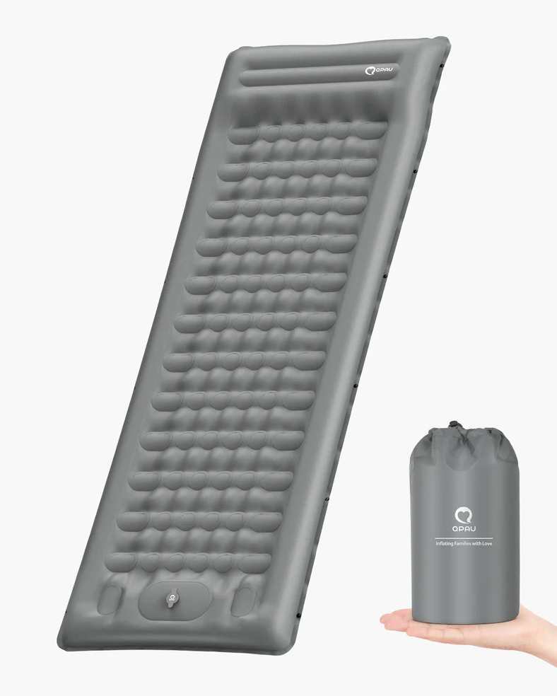 QPAU Sleeping Pad for Camping, Camping Mattress, 76''X26'', 4.7'' Extra-Thick Enhanced Support, with Built-in Foot Pump, for Camping, Hiking - Airpad, Backpacking and Home, (Grey)