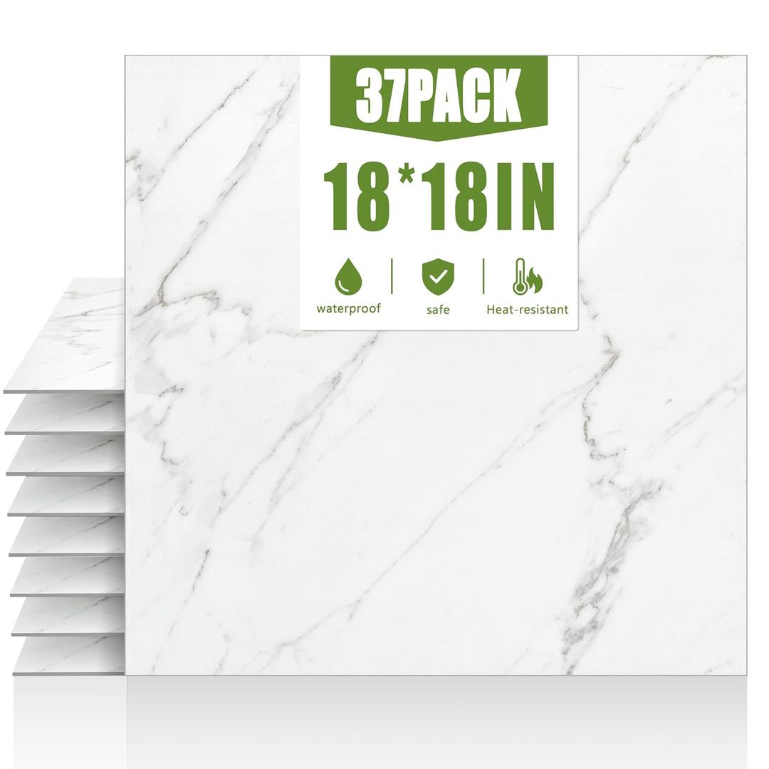 RORA 18x18 inch Peel and Stick Floor Tile, 37-Pack 83 SF, Waterproof Vinyl