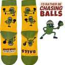 2 x I'D RATHER BE CHASING Funny Mens Socks, Golf & Pickleball Gifts for Men, Golfers Unique Crew Sock, Golfing Gift Accessories