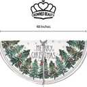 CROWNED BEAUTY Christmas Tree Skirt Collar 48 Inch Green Pine Trees Red Cardinals Soft Farmhouse Holiday Decoration (Green) TS37