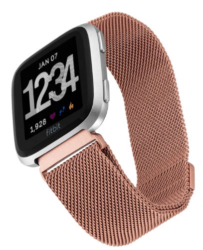 STAINLESS STEEL MESH BAND FOR USE WITH FITBIT VERSA ROSE GOLD