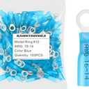 haisstronica 100pcs #10 Blue Marine Grade Heat Shrink Ring Connectors,16-14 Gauge Tinned Red Copper 0.7mm Ring Terminals Connectors,Brazed-Seam Insulated Electrical Crimp Wire Terminals