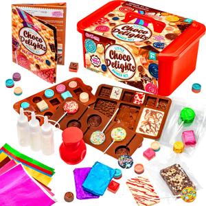 GirlZone Little Choco Delights Maker Kit, Chocolate Making Set for Kids with Candy Bar Molds, Lolly Sticks & Wrappers, Fun Creative Activity, Easter & Birthday Gift for Girls Ages 8+