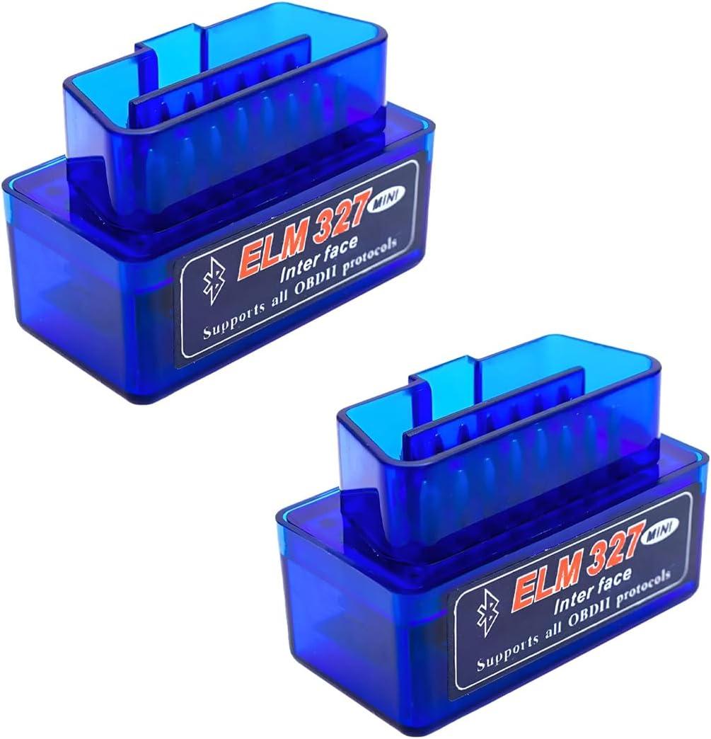 2 PCS ELM327 OBDII Car Auto Diagnostic Scanner, Professional Wireless Bluetooth Scan Tool Failure Detector, OBD2 Engine Fault Code Reader for Android Windows, Car Accessories