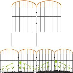 Decorative Garden Fence 10 Panels16.34 in.H x 12.6 in.W x 10.6 feet Small Border Panel Fencing for Yard,Arched Top Orange Flower Bed Edging,Rustproof Metal No Dig Fence,Animal Barrier for Dog