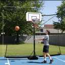 A11N SPORTS Basketball Rebounder Net Yard Guard – 10x8 FT Outdoor Basketball Net Catcher Backstop for Round & Square Poles, Pole-Wrap Storage