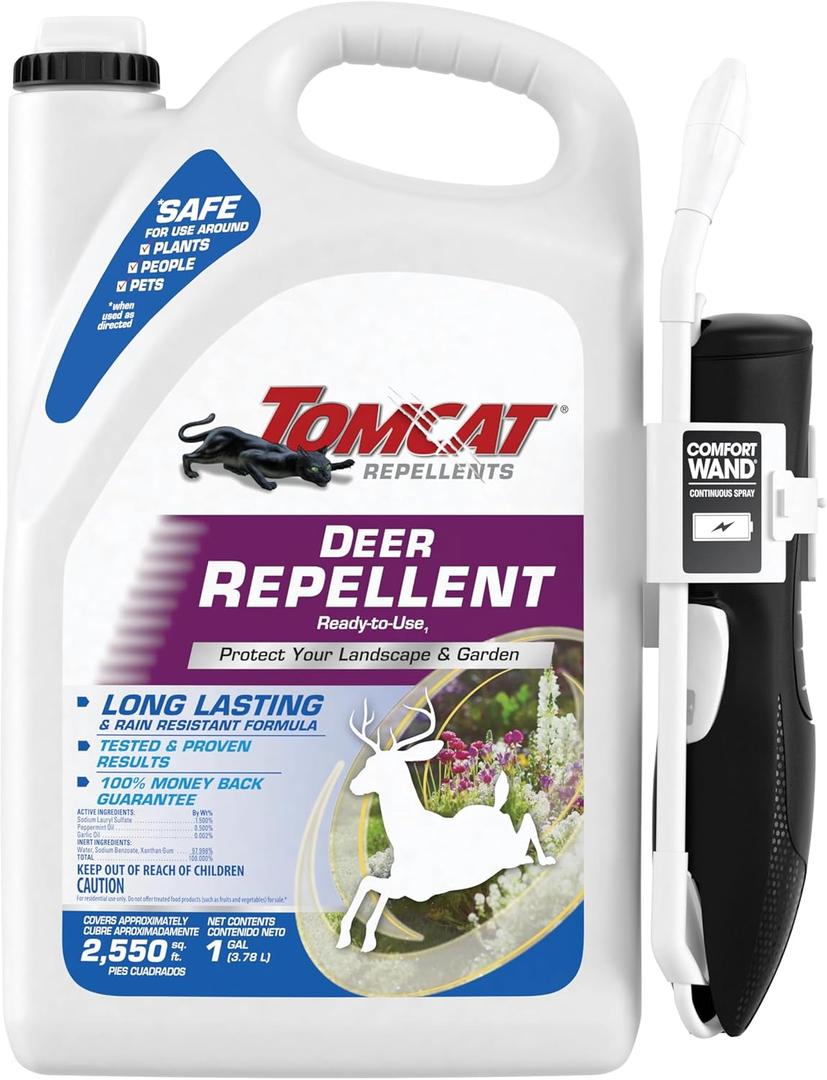 Tomcat Repellents Deer Repellent, Ready-to-Use, Protects Landscapes and Gardens, Contains Essential Oils, 1 Gal. (128 Fl Oz (Pack of 1))