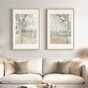 Framed Neutral Abstract Landscape Wall Art for Bedroom, Set of 2 Tree Canvas Large Artwork for Living Room Walls, Modern Nature Scenic Paintings Prints for Office Hallway Home Wall Decor, 20x30 Inch (2 Piece with Mat-Landsacpe)