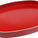 Spsyrine Red Plastic Serving Tray for Ottoman, Coffee Table, Oval Decorative Tray for Entertaining, Outdoor, Living Room, Home Decor (15.5" x 10.6" x 1.4")