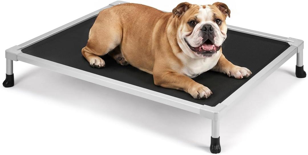 Veehoo Chew Proof Elevated Dog Bed, Silver Aluminum Dog Cot, Pre-Assembled, Size: 41.3"L x 27.6"W x 5.9"Th