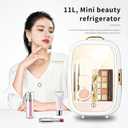 11 Liter Skincare Fridge, Makeup Refrigerator with Dimmable LED Mirror Door, Personal Beauty Fridge with Cooler & Warmer for for All Cosmetics and Skincare Needs (11Liter)