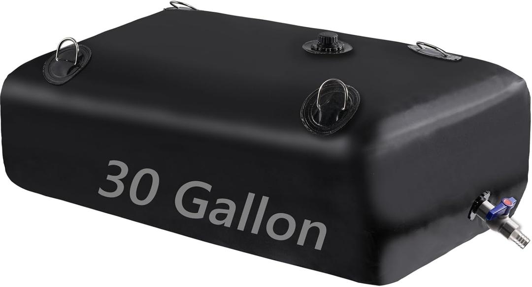 Foldable Portable Water Tank - 30 GAL Large Water Storage with 3/4" PVC Spigot and Hose Kit for Camping, Garden, Emergency Use (Black)