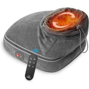 Snailax Foot Massager with Heat, Heated Foot Warmer Under Desk, Vibration Feet Massager Machine with 3 Vibrating Modes & 2 Heating Levels, Remote Control, Foot Heater (Grey)