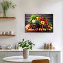 CXHOSTENT Kitchen Canvas Wall Art Fruit Picture Various Fresh Fruits Vegetable Painting Prints for Kitchen Restaurant Dining Room Decor Framed (Fruit-1, 16.00"x24.00")