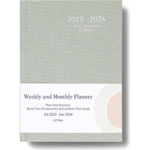 2025-2026 Planner - Weekly and Monthly Planner, July 2025 - June 2026, Linen Hardcover, 2025-2026 Calendar Planner Book with Tabs, Aesthetic, Perfect for Office Home School Supplies (Sage, A5)