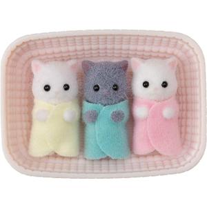 Calico Critters Persian Cat Triplets - Collectible Dollhouse Figures with Cradle Accessory