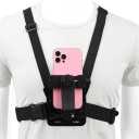 Mobile Phone Chest Mount Harness  Adjustable Strap Holder with Secure Clip for Smartphones & Action Cameras, Hands-Free POV Recording for Cycling, Hiking, Fishing, Vlogging & Outdoor Adventures