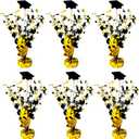 FUBININA 6 Pack 2026 Graduation Table Centerpiece Party Decoration Metallic Foil Spray Glitter Graduate Cap Decor Star Table Top for Graduation Parties Grad Ceremonies Party Favor, Black and Gold