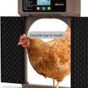 Automatic Chicken Coop Door Solar Powered with Single-Direction Double Door, LCD Screen Electric Chicken Door with 4 Open Mode of Timer, Light Sensor, Remote Control, Manual, Rechargeable Poultry Door