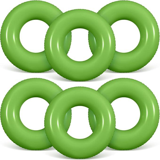 2 x JellyArch 6 Pcs Inflatable Pool Floats 24 Inches Swim Tube Bulk Swimming Ring Pool Floaties for Beach Party Decorations Women and Men River Lake Summer Vacation Holiday(Light Green)