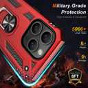 IKAZZ for iPhone 15 Pro Max Case 6.7 Inch with Screen Protector,Military Grade Shockproof Heavy Duty Protective Phone Cover Pass 16ft Drop Test with Magnetic Kickstand Car Mount Holder,Red